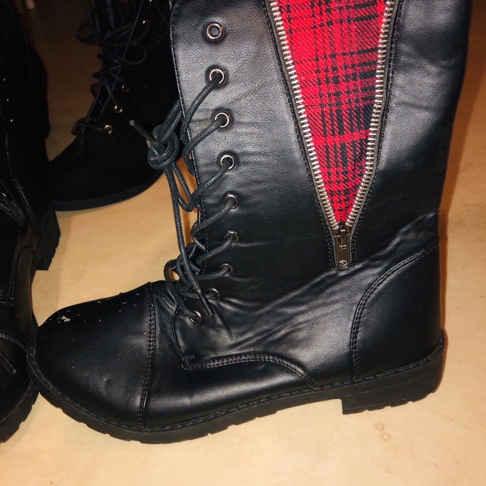 Black and plaid boots